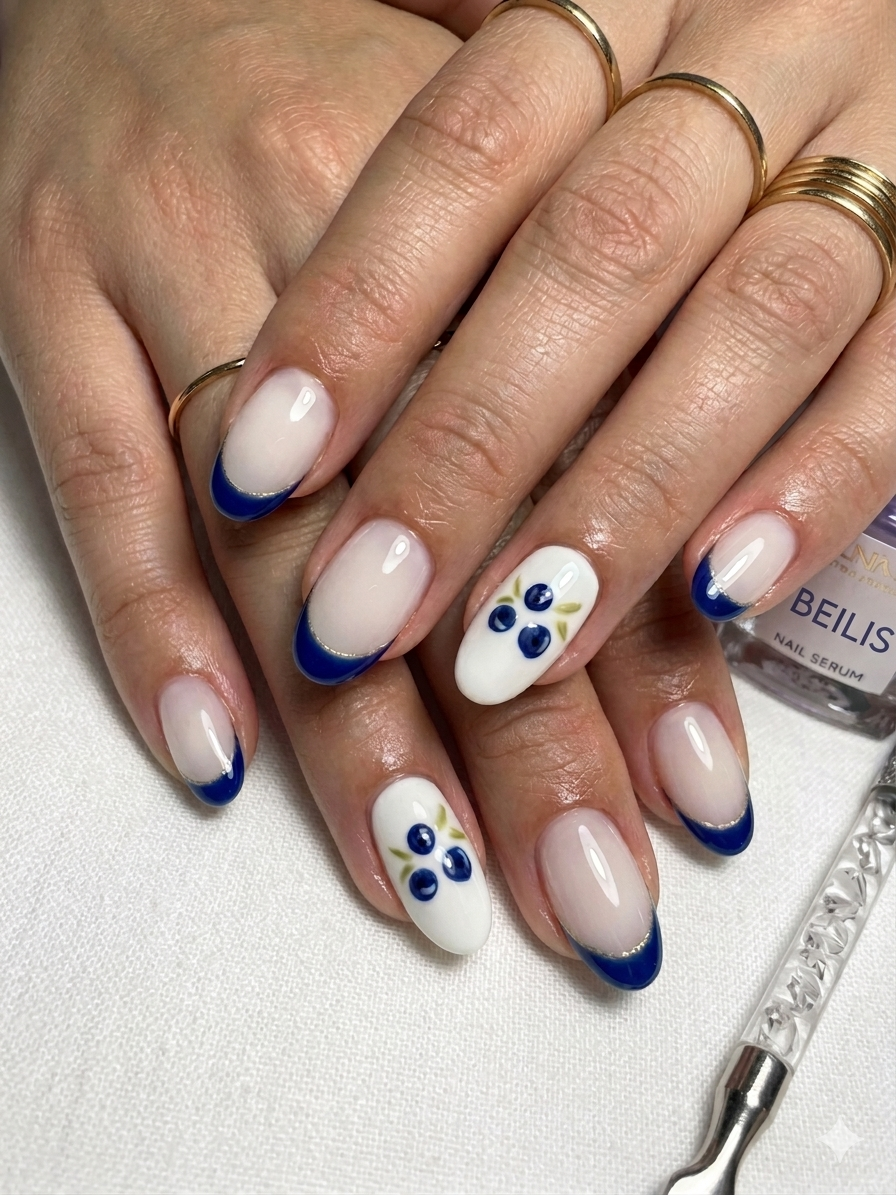 Nail art artístico en tonos tierra y dorado